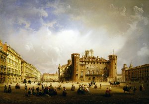 Piazza Castello, Turín, 1852 de Carlo Bossoli
