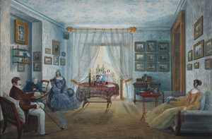 El Salón en el Palacio Naryshkin de Miskhor, 1842 de Carlo Bossoli