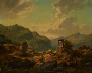 paisaje de montaña con un lago de Carlo Brioschi