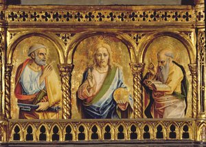 Cristo con San Pedro y San Pablo, (detalle) del políptico de Sant