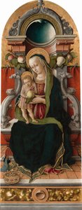 Madonna y Niño en el Trono con Donante de Carlo Crivelli