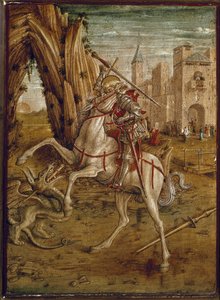San Jorge matando al dragón (Predela de Pala Odoni) de Carlo Crivelli
