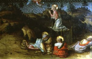 La agonía en el jardín, panel predela izquierdo del políptico de San Silvestro de Carlo Crivelli