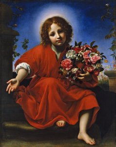Spanish:  El Niño Jesús con una corona de flores The Infant Christ with a Floral Wreath de Carlo Dolci