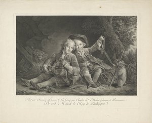 Dos niños con marmota de Carlo Domenico Melini