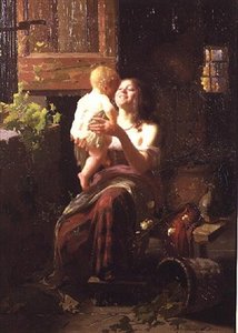 La madre (óleo sobre lienzo) de Carlo Facchinetti