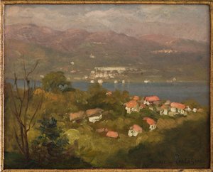 Paisaje en Lombardía, septiembre de 1921 (óleo sobre cartón) de Carlo Grossi