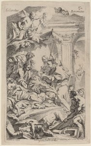 San Carlos Borromeo Dando la Última Comunión a las Víctimas de la Peste de Carlo Innocenzo Carlone