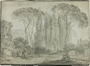 Dolientes en un cementerio de Carlo Labruzzi
