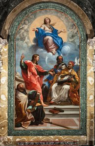 Inmaculada Concepción y San Juan Evangelista, San Gregorio el Grande, San Juan Crisóstomo y San Agustín de Carlo Maratta or Maratti
