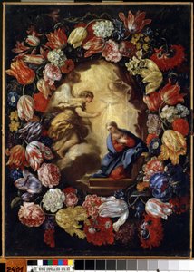 Pintura ""La Anunciación con flores"" de Carlo Maratta (1625-1713) Museo de Bellas Artes Mikalojus Konstantinas Ciurlionis, Kaunas, Lituania de Carlo Maratta or Maratti