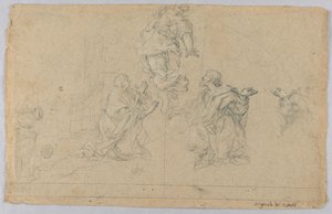 Estudio de tres figuras de Carlo Maratti