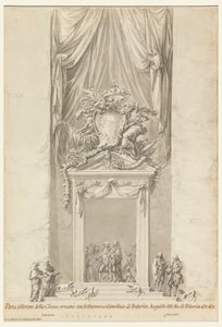 Entrada de San Salvatore en Lauro con Decoración para el Funeral del Rey Federico Augusto III de Polonia, Roma, Italia de Carlo Marchionni
