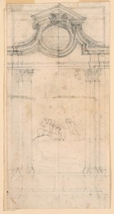 Dibujo, Diseño de un monumento sepulcral para un claustro, ca. 1745 de Carlo Marchionni