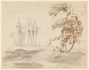 Árbol en Paisaje con Edificio de Carlo Marchionni