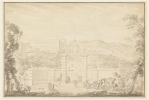 Vista de un monasterio recibiendo visita de grandes personas de Carlo Marchionni