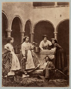Figuras junto al pozo, claustro de San Giobbe, Venecia (Donne al Pozzo, Chiostro di San Giobbe, Venecia) de Carlo Naya