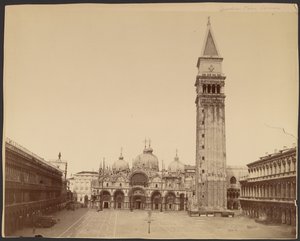 Basílica de San Marcos con campanario, Venecia de Carlo Naya