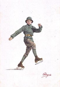 Hombre solitario patinando