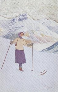 Esquiador en las pistas de Engelberg, Suiza