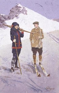 Esquiadores en Adelboden de Carlo Pellegrini