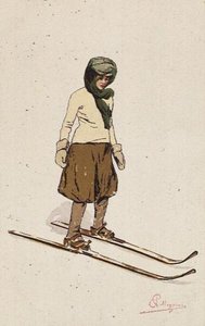 Mujer esquiando
