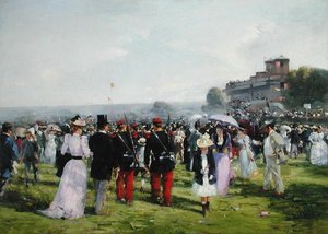 El final de las carreras en Auteuil, c.1893 (óleo sobre lienzo) de Carlton Alfred Smith