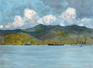 Nuestros barcos de guerra frente a la costa cerca de Santiago de Cuba, 3 de junio de 1898