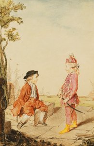 Los dos jóvenes hermanos de Neuville, en un muelle, 1767 de Carmontelle