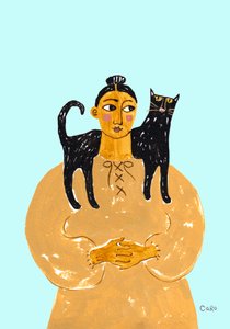 Gato de arte popular de Caroline Roberts
