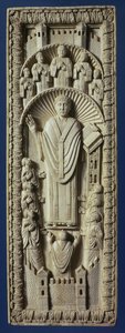 Un arzobispo entre su coro, c.875 d.C. de Carolingian School