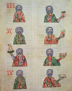 Conteo de dedos de 1 a 20000, de De numeris. Codex Alcobacense por Rabanus Maurus (780-856)