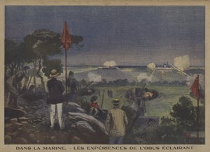 Entrenamiento de la Marina Francesa en el disparo de proyectiles iluminantes