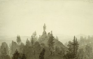 Estatua de la Madonna en las montañas de Caspar David Friedrich