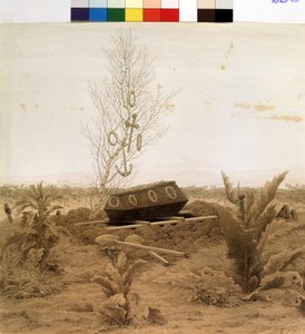 "Al borde de la tumba" Un ataúd a punto de ser bajado al fondo de la tumba. Dibujo a pluma por Caspar David Friedrich (1774-1840) alrededor de 1830 Museo Pushkin, Moscú de Caspar David Friedrich