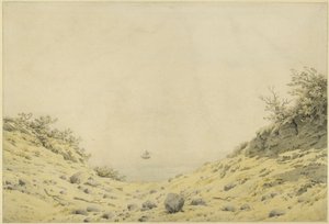 Vista del mar a través de las dunas de Caspar David Friedrich