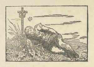 Niño Dormido en una Tumba de Caspar David Friedrich