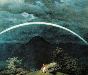 Detalle de paisaje de montaña con arco iris, de Caspar David Friedrich (1774-1840)