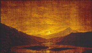 Paisaje fluvial de noche de Caspar David Friedrich