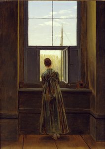Mujer en la ventana de Caspar David Friedrich