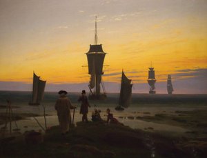 Alemán: Die Lebensstufen (Strandbild, Strandszene in Wiek) Las etapas de la vida (foto de playa, escena de playa en Wiek) de Caspar David Friedrich