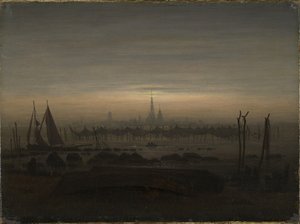 Greifswald a la luz de la luna de Caspar David Friedrich