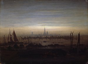 Greifswald a la luz de la luna de Caspar David Friedrich