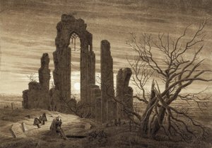 Invierno, Noche, vejez y muerte (extracto del ciclo de las horas del día y las edades del hombre) - Obra de Caspar David Friedrich (1774-1840), sepia sobre papel (19,2x27,5 cm) de Caspar David Friedrich