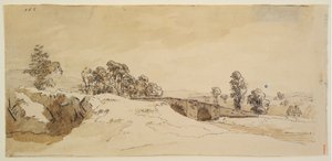 Paisaje con puente de Caspar David Friedrich