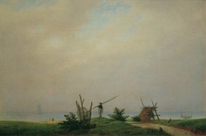 Playa de mar con pescadores de Caspar David Friedrich