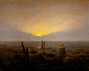 Salida de la luna sobre el mar de Caspar David Friedrich