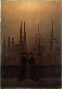 Puerto nocturno de Caspar David Friedrich