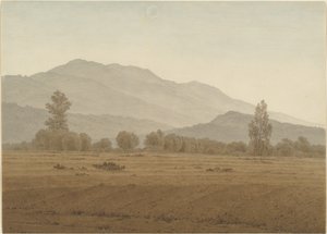 Luna nueva sobre las montañas Riesengebirge de Caspar David Friedrich