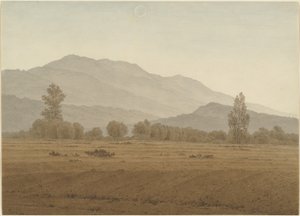 Luna nueva sobre las montañas Riesengebirge de Caspar David Friedrich